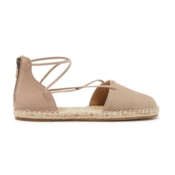 New Eileen Fisher 7.5 Leather Lace Up D'Orsay Lee Espadrille NUDE Flat Sandals - Picture 3 of 11